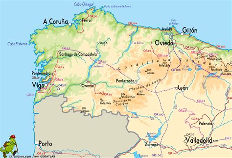 Hiking-Trails-Map-Spain-Galicia.gif (1250×850) | Hiking trail maps, Trail maps, Hiking tours