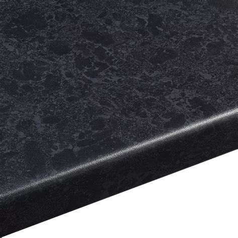 38mm Midnight Black Satin Granite effect Round edge Laminate Worktop (L ...