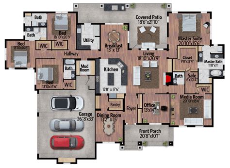 4 Bed Hill Country Ranch House Plan with Stone Exterior - 430007LY ...