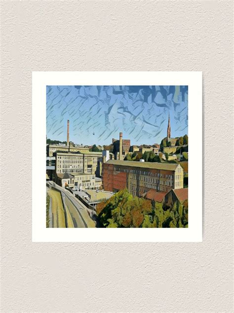 "Dean Clough Mills & Chimneys in Halifax, Calderdale, West Yorkshire, England," Art Print for ...