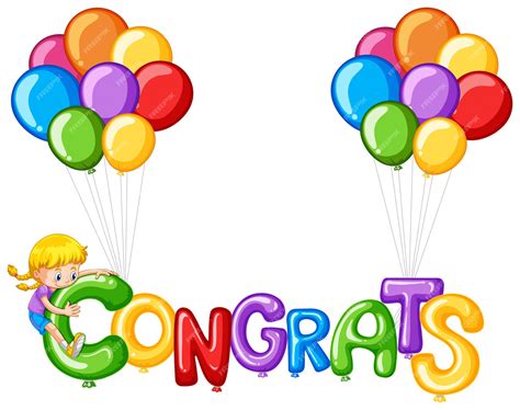 Premium Vector | Colorful balloons with word congrats