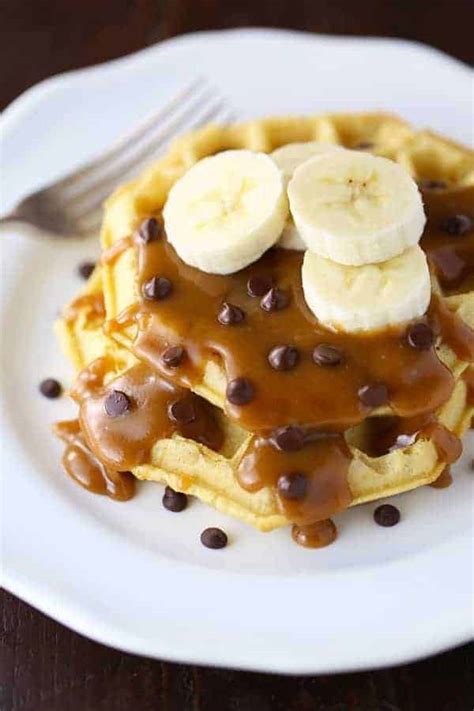 Peanut Butter Banana Waffles - Mom Loves Baking