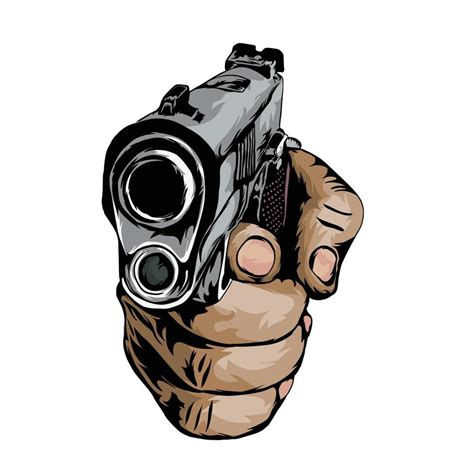 hand holding a gun Vector white background 7837402 Vector Art at Vecteezy