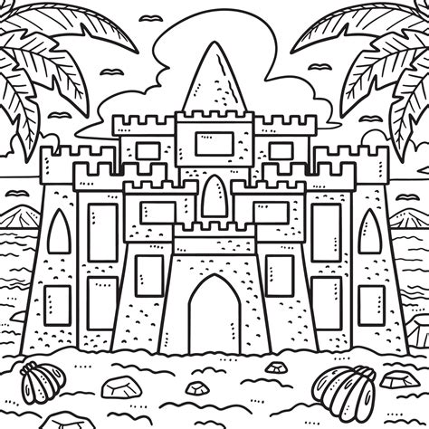 Summer Sandcastle Coloring Page for Kids 19979667 Vector Art at Vecteezy