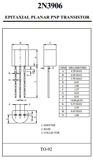 2N3906 PDF - Vcbo = -40V, PNP Transistor - KEC - DatasheetGO