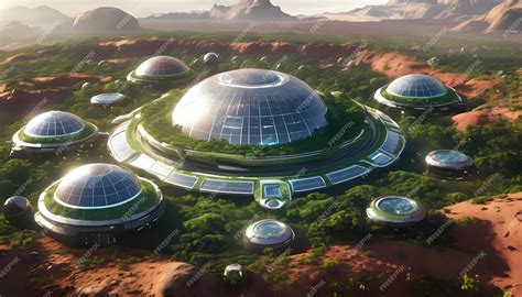 Premium Photo | A futuristic space colony on a terraformed Mars with domed cities and lush ...