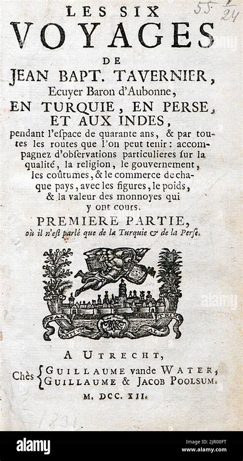 Title page, part I - Tavernier Jean Baptiste - 1712 Stock Photo - Alamy