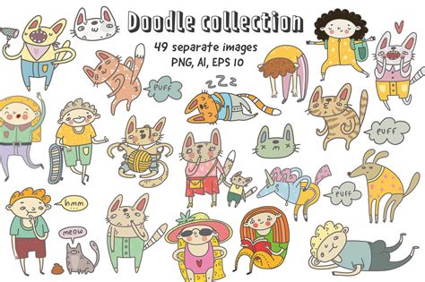 49 doodle characters By An_Kle | TheHungryJPEG