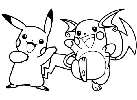 Pikachu and Raichu coloring page - Download, Print or Color Online for Free