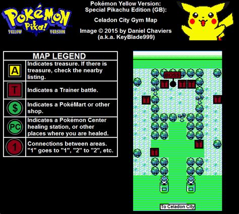 Pokémon Yellow: Special Pikachu Edition Celadon City Gym Map (PNG) - Neoseeker Walkthroughs