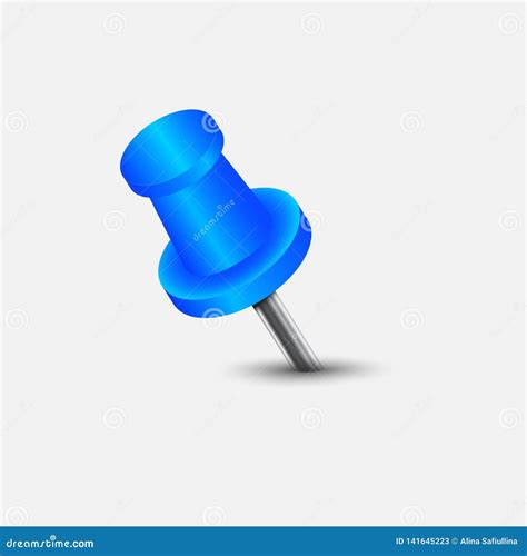 Vector Illustration of Blue Push Pin. Stock Vector - Illustration of push, button: 141645223