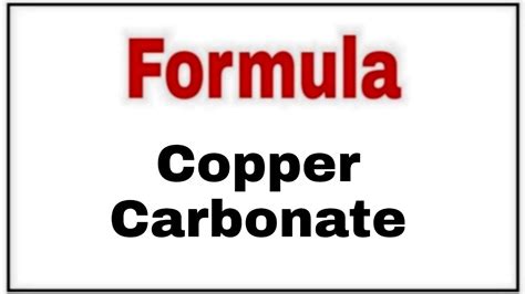 How to write chemical formula of Copper Carbonate|Molecular formula - YouTube