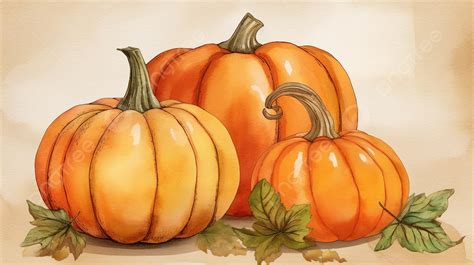 Drawing Of Watercolor Pumpkins Background, Pumpkin Picture Printable Background Image And ...