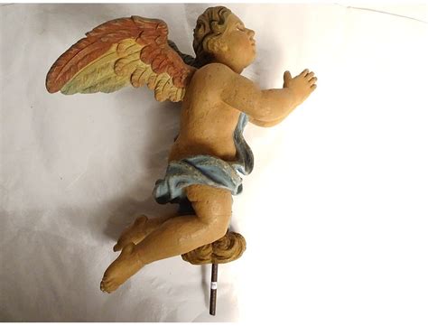 Sculpture polychrome wood statue cherub cherub angel XVIIth century