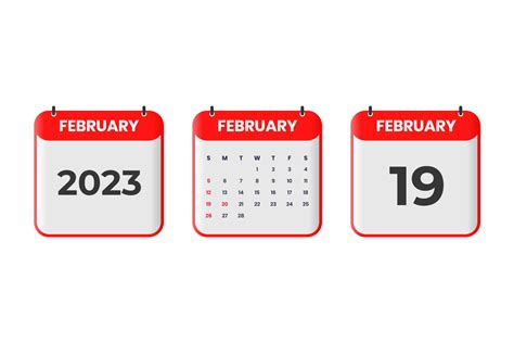 February 2023 calendar design. 19th February 2023 calendar icon for ...