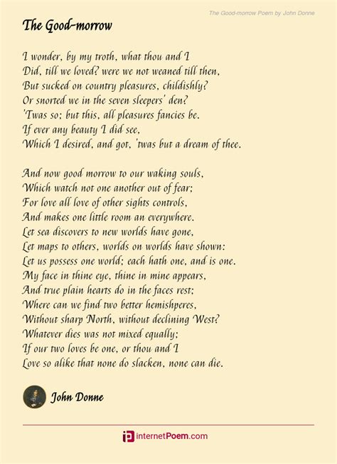 The Good-morrow Poem by John Donne | John donne, Poems, John donne poems