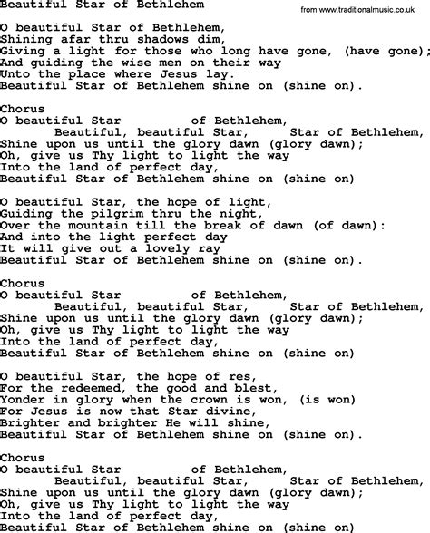 Free Printable Lyrics To Beautiful Star Of Bethlehem - Printable Word Searches