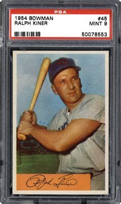 Auction Prices Realized Baseball Cards 1954 BOWMAN Ralph Kiner Summary