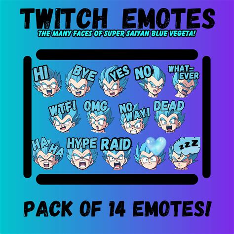 Pack of 14 Super Saiyan Blue Vegeta Emotes, the Many Faces of Super ...