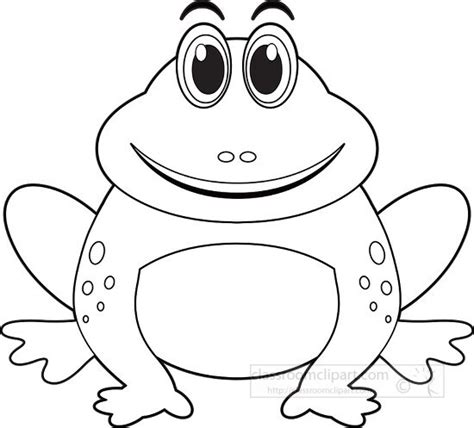 Animal Outline Clipart-cartoon style big eyed frog black white outline ...