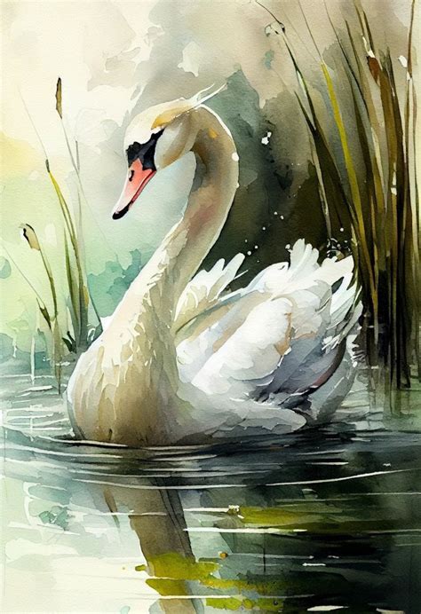 Swan Bird Art Print Avian Watercolors Illustration Nature Picture ...