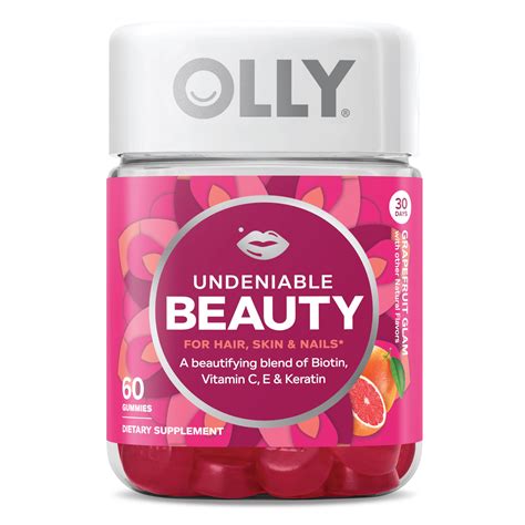 OLLY - OLLY Undeniable Beauty Hair Skin Nails Vitamin 60 Count Gummies - Walmart.com