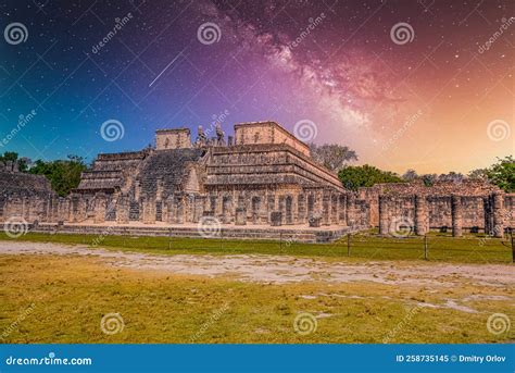 Temple of the Warriors in Chichen Itza, Quintana Roo, Mexico. Mayan Ruins Near Cancun with Milky ...