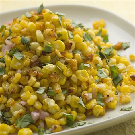 Roasted Corn with Basil-Shallot Vinaigrette Recipe - EatingWell