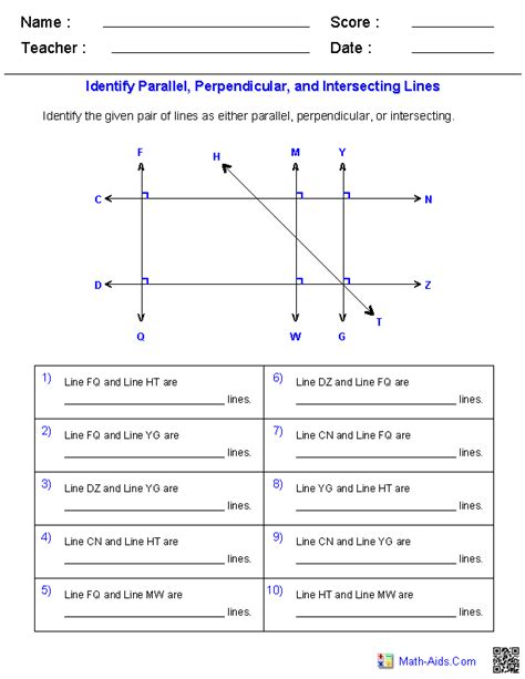 Parallel And Perpendicular Worksheets