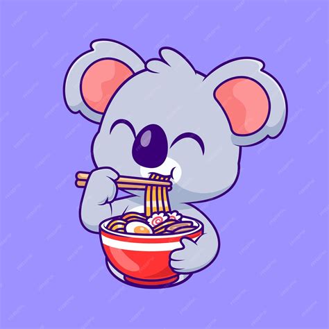 Free Vector | Cute koala eating ramen noodle cartoon vector icon illustration animal food icon ...