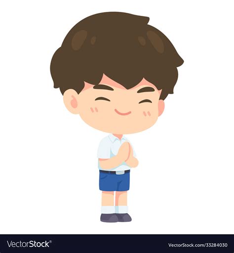 Boy student in pay respect post Royalty Free Vector Image