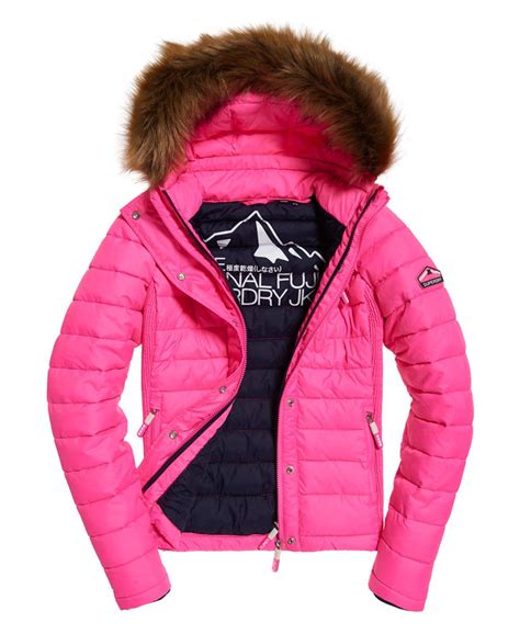 Womens - Fuji Slim Double Zip Hooded Jacket in Pink | Superdry