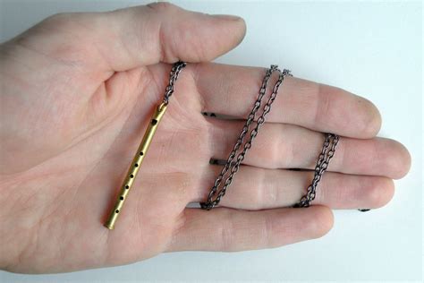 Pied Piper flute Necklace, handmade in brass