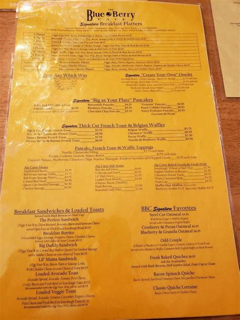 Online Menu of Blueberry Cafe Restaurant, Bellbrook, Ohio, 45305 - Zmenu