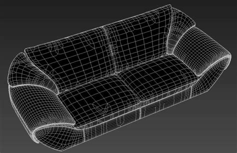 Two Seater Sofa With Heavy Handrest Rendered Drawing 3D Model - Cadbull