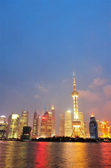 Shanghai skyline at night stock image. Image of colorful - 27042185