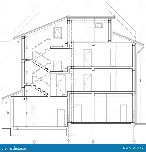 Building Section Drawing Vector Illustration | CartoonDealer.com #12361184