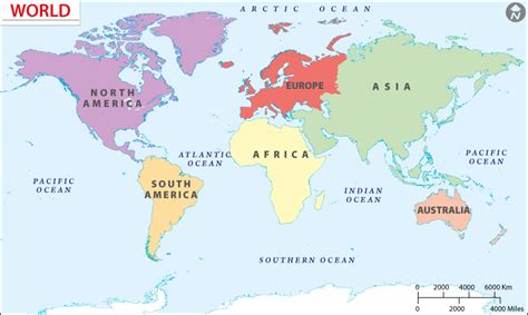 World Political Map Continents And Oceans