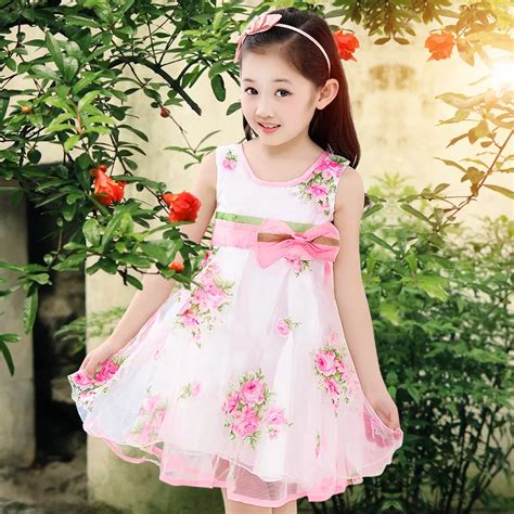 Summer Children's Clothing Girls Dress Girls Rose Flower Dress Color Cute Princess Dress Girls ...