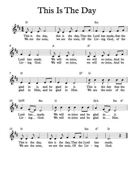 Free Lead Sheet This Is The Day | Christian song lyrics, Hymn sheet ...