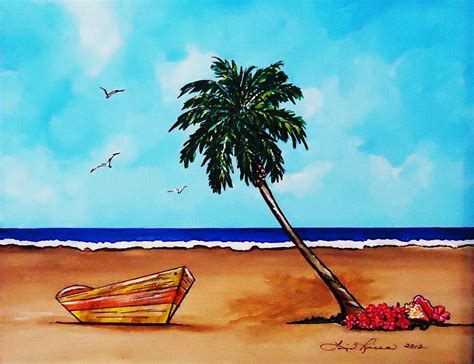 Tropical Beach Scene Painting by Lois Rivera