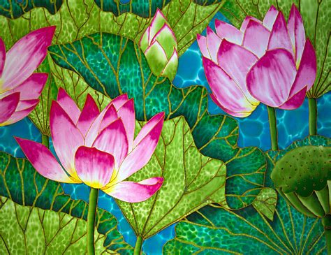 Lotus Pond Painting by Daniel Jean-Baptiste