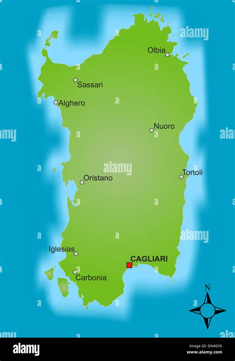 Map of Sardinia Stock Photo - Alamy