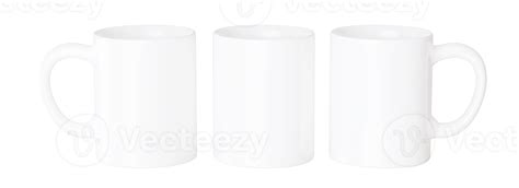 Three mug mockup for full wrap sublmation presentation. Blank tea cup for branding or ...