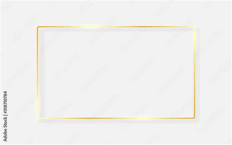 Gold frame on white background. Shiny golden border with light effects ...