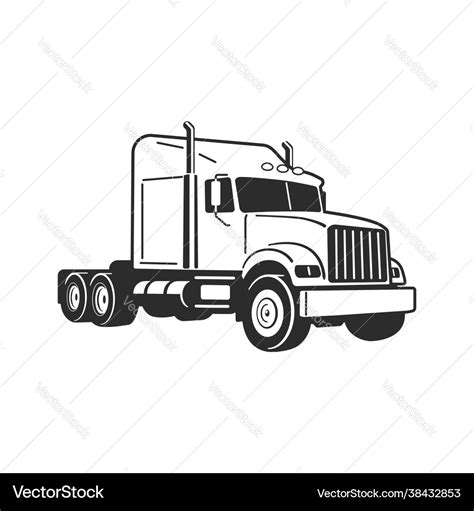 Semi truck outline lorry freight Royalty Free Vector Image