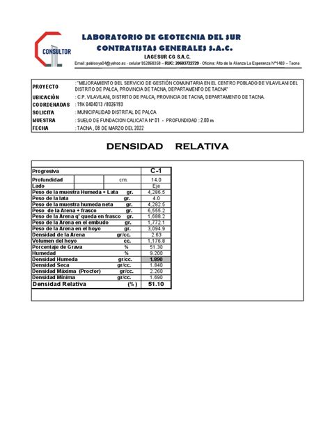 Densidad Relativa | PDF