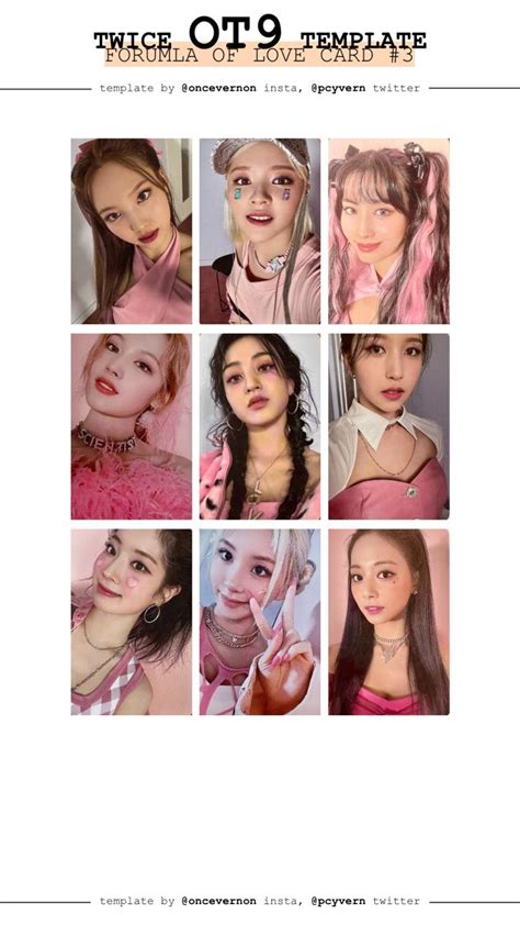 Twice Ot9 Photocard template | Photocard, Printable photo card, Photo card template