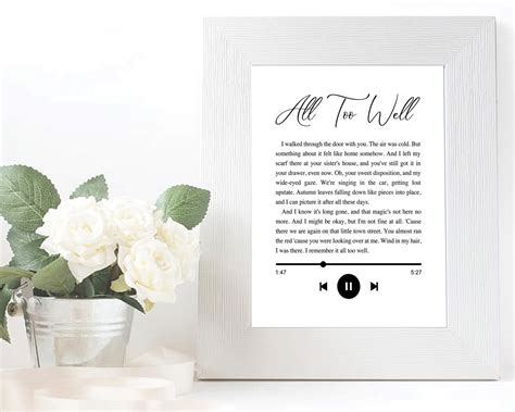 All Too Well Lyrics Print. Taylor Swift Red Album Printable. - Etsy Canada