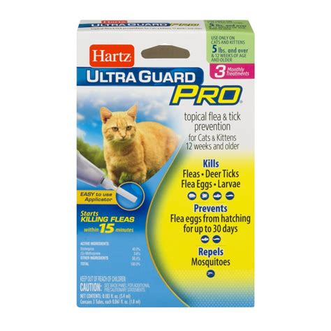 Hartz UltraGuard Pro Flea and Tick Cat Treatment, 3 Monthly Treatments ...